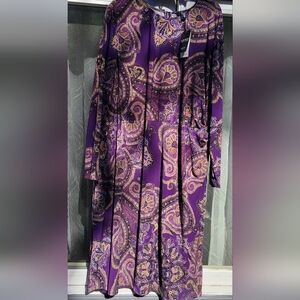 Ralph Lauren Women's 22W paisley print purplish brown colors jersey dress